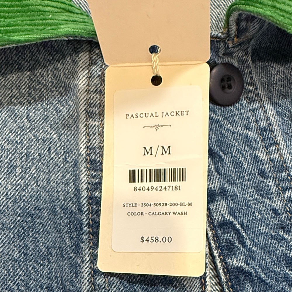Doen Blue Denim Jacket with Green Collar Pascual - Picture 2 of 5